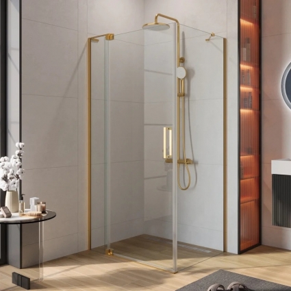Душевой уголок Cezares Slider AH 1 100-70/80 C BORO, профиль брашированное золото, стекло прозрачное