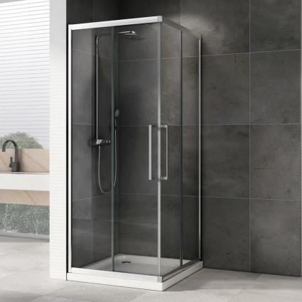 Душевой уголок Abber Schwarzer Diamant AG02090H, 90x90, профиль хром, стекло прозрачное