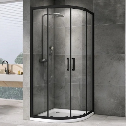 Душевой уголок Abber Schwarzer Diamant AG01080B, 80x80, профиль черный, стекло прозрачное
