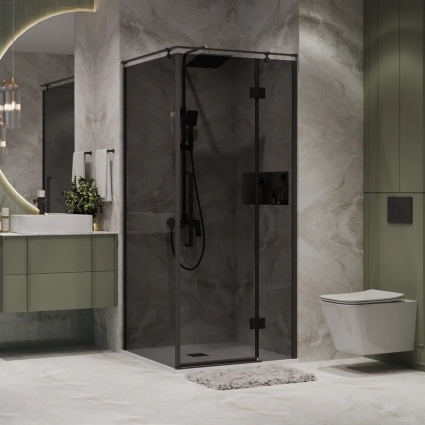 Душевой уголок Niagara Nova NG-2831-34BLACK, 90x90, профиль черный матовый, стекло тонированное