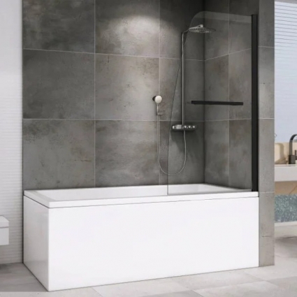 Шторка на ванну Abber Ewiges Wasser AG50080B, 80x140, профиль черный, стекло прозрачное