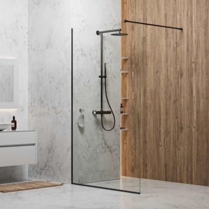 Душевая перегородка Berges Wasserhaus Sky Black 064006, 120 см, профиль черный матовый, стекло прозрачное
