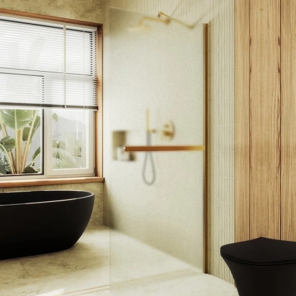 Душевая перегородка Maybahglass MGD-731-3ш, 79 см, профиль золото, стекло сатин