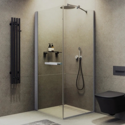 Душевой уголок Maybahglass MGY-1345-5, 100х100 см, профиль матовый хром, стекло прозрачное