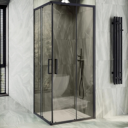 Душевой уголок Maybahglass MGY-1324-6, 100 см, профиль черный, стекло прозрачное