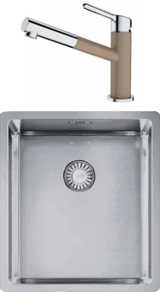 Комплект Мойка Franke Box BXX 210-36 нержавеющая сталь + Смеситель Orbit 115.0623.147 хром, миндаль