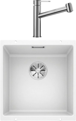 Комплект Мойка Blanco Subline 400-U белая + Смеситель Ambis-S 523119
