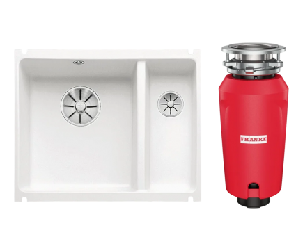 Комплект Мойка Blanco Subline 350/150-U белая + Измельчитель Franke