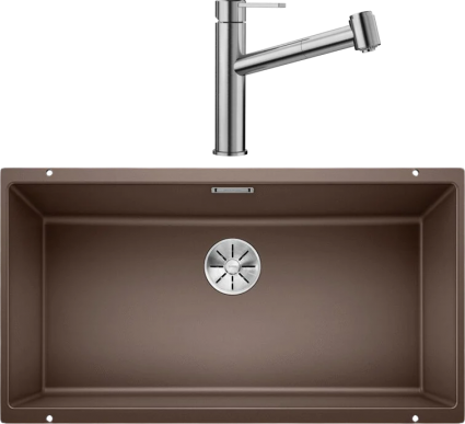 Комплект Мойка Blanco Subline 800-U кофе + Смеситель Ambis-S 523119