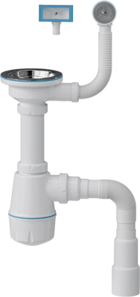 Сифон для мойки Bath Master BM0201SP, с прямоугольным и круглым переливом
