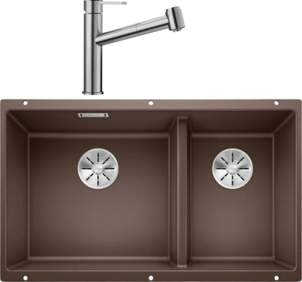 Комплект Мойка Blanco Subline 430/270-U кофе + Смеситель Ambis-S 523119
