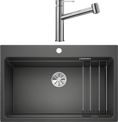 Комплект Мойка Blanco Etagon 8 антрацит + Смеситель Ambis-S 523119