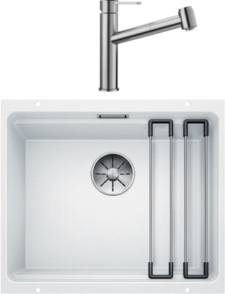 Комплект Мойка Blanco Etagon 500-U 522231 белая + Смеситель Ambis-S 523119