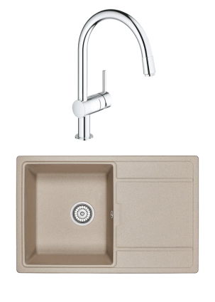 Комплект Мойка Granula 7804, песок + Смеситель Grohe Minta 3291800E хром