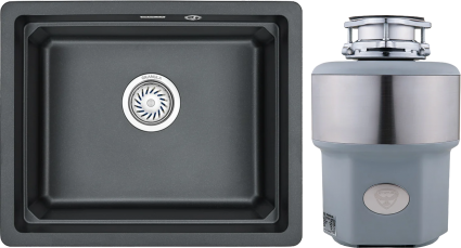 Комплект Мойка Granula Kitchen Space 5501U, шварц + Измельчитель Status Premium 300