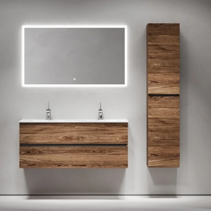 Мебель для ванной комнаты Sancos Urban 120, дуб чарльстон, двойная белая раковина CN7004