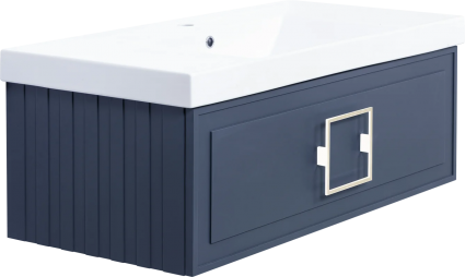 Тумба с раковиной La Fenice Cubo 100, подвесная, blu grigio, ручка белая, раковина Cubo 100