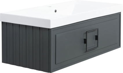 Тумба с раковиной La Fenice Cubo 100, подвесная, grigio, ручка черная, раковина Cubo 100