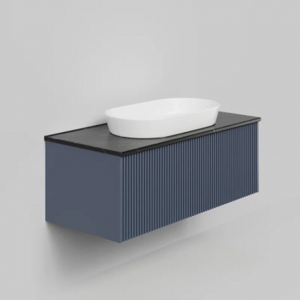 Тумба под раковину со столешницей La Fenice Terra 100 подвесная, blu grigio, столешница белый мрамор