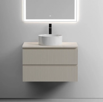 Тумба под раковину со столешницей Sancos Snob T 80 beige soft, столешница бежевая, с отв. под смеситель