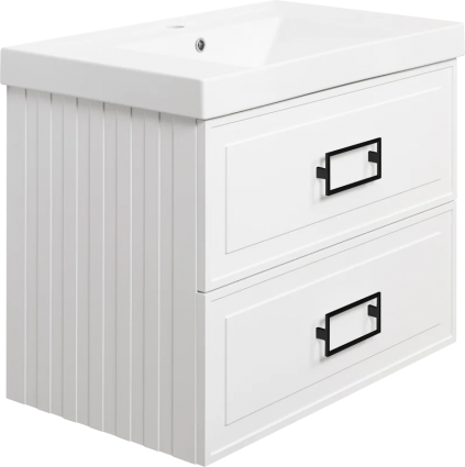 Тумба с раковиной La Fenice Cubo Twin 80, подвесная, bianco, ручки черные, раковина Cubo 80