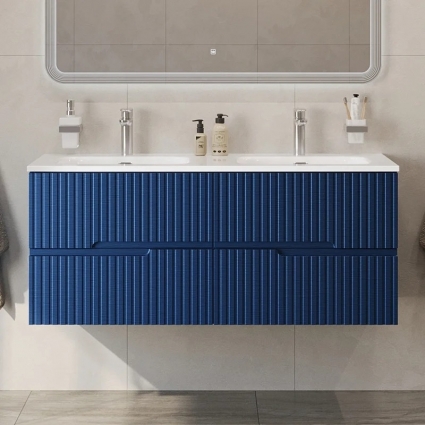 Тумба с раковиной Cezares Duet 120, sapfiro, раковина Cezares CZR-8073-120-2 двойная