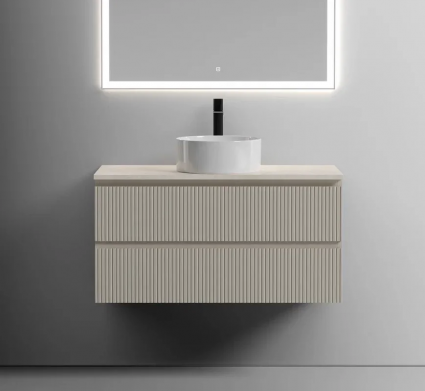 Тумба под раковину со столешницей Sancos Snob T 100 beige soft, столешница бежевая, с отв. под смеситель