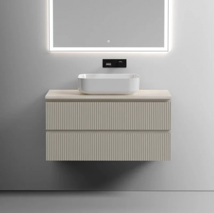 Тумба под раковину со столешницей Sancos Snob T 100 beige soft, столешница бежевая