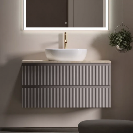 Тумба под раковину со столешницей Sancos Snob R 100 doha soft, столешница бежевая, с отв. под смеситель