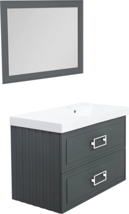 Мебель для ванной комнаты La Fenice Cubo Twin 90 R, серая, ручки белые