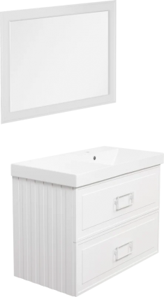 Мебель для ванной комнаты La Fenice Cubo Twin 90 R, белая, ручки белые
