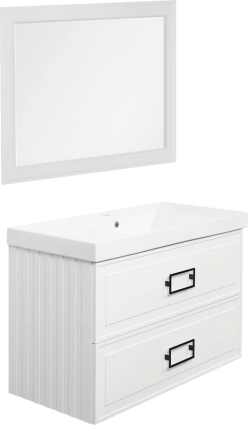 Мебель для ванной комнаты La Fenice Cubo Twin 100, белая, ручки черные