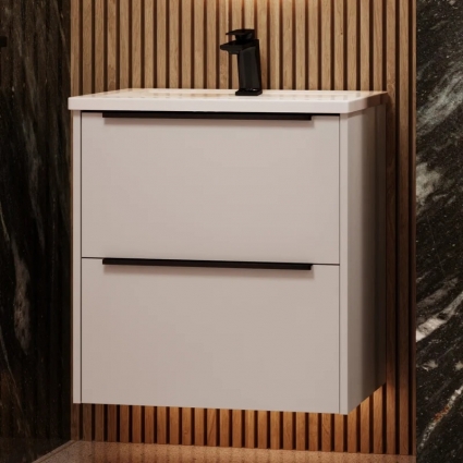 Тумба с раковиной La Fenice Tesoro 60, платиновый белый, раковина-столешница Slim Line 60 см