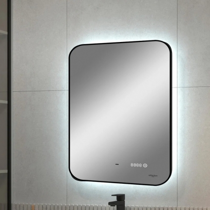 Зеркало Reflection Black View RF4001BV 50 с подсветкой, с часами