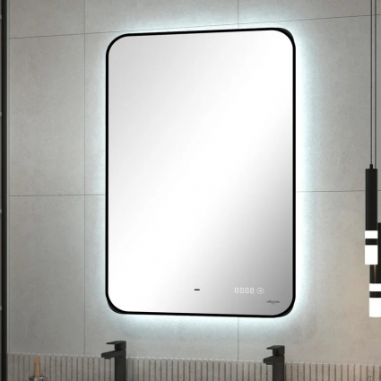 Зеркало Reflection Black View RF4003BV 60 с подсветкой, с часами