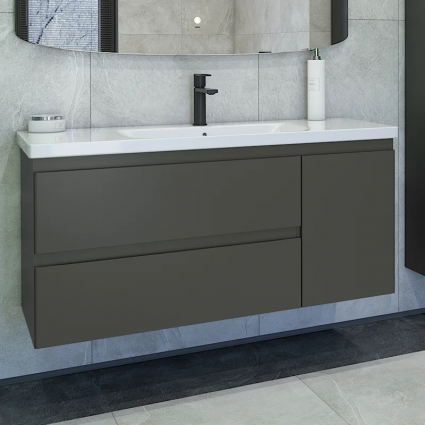 Тумба с раковиной Caprigo Forte 120 R, подвесная, графит
