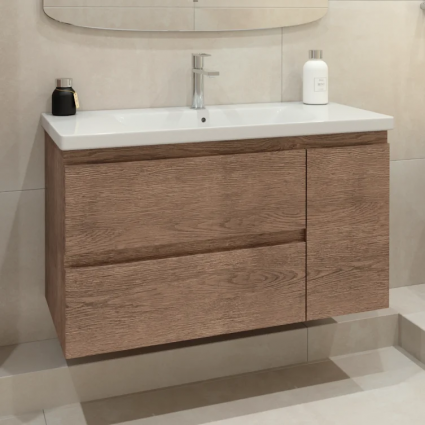 Тумба с раковиной Caprigo Forte 100 R, подвесная, светлый орех