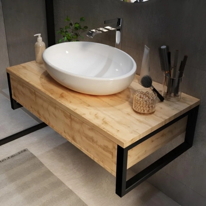 Тумба с раковиной 1MarKa Grunge Loft, 70 П, дуб вотан