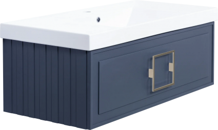 Тумба с раковиной La Fenice Cubo 100, подвесная, blu grigio, ручка хром, раковина Cubo 100