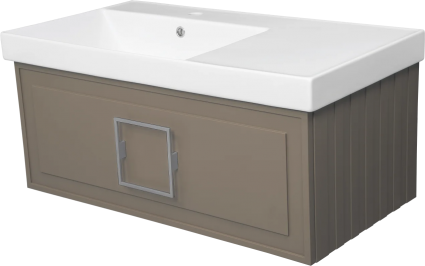 Тумба с раковиной La Fenice Cubo 90 L, подвесная, cappuccino, ручка хром, раковина Cubo 90 L