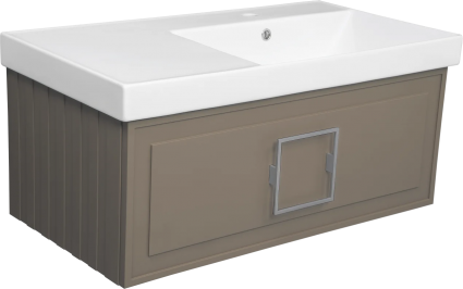 Тумба с раковиной La Fenice Cubo 90 R, подвесная, cappuccino, ручка хром, раковина Cubo 90 R