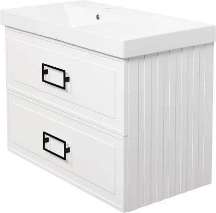 Тумба с раковиной La Fenice Cubo Twin 90 L, bianco, ручки черные, раковина Cubo 90 L