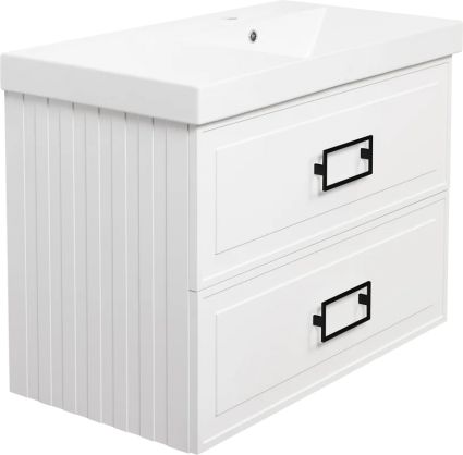 Тумба с раковиной La Fenice Cubo Twin 90 R, bianco, ручки черные, раковина Cubo 90 R