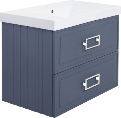 Тумба с раковиной La Fenice Cubo Twin 80, подвесная, blu grigio, ручки белые, раковина Cubo 80