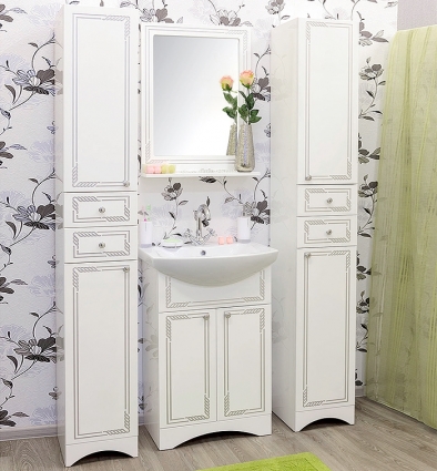 Мебель для ванной Sanflor Элен 60 белая, патина серебро