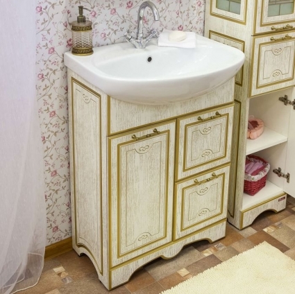 Тумба для комплекта Sanflor Адель 65 белая, патина золото