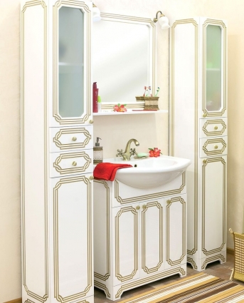 Мебель для ванной Sanflor Каир 75 белая, золотая патина