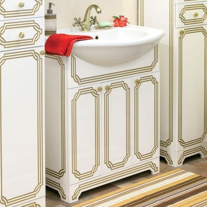 Тумба для комплекта Sanflor Каир 75 белая, золотая патина