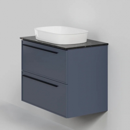 Тумба с раковиной La Fenice Elba Twin 80, подвесная, blu grigio, столешница черный мрамор, раковина белая матовая