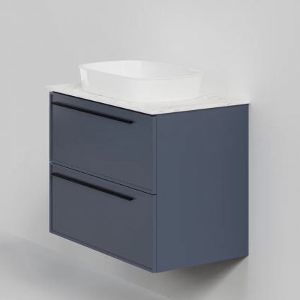 Тумба с раковиной La Fenice Elba Twin 80, подвесная, blu grigio, столешница белый мрамор, раковина белая матовая